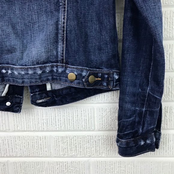 GAP Distressed Jean Jacket Denim Blue Small S - Picture 7 of 8